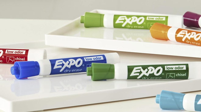 EXPO Low Odor Dry Erase Markers Chisel Tip 12 Count