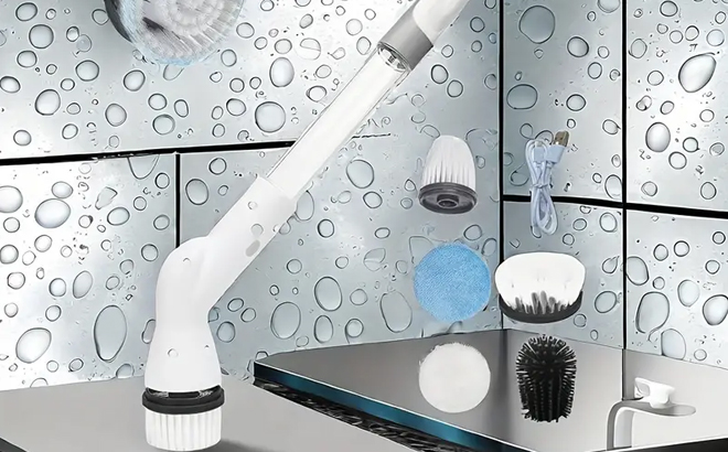 Electric Spin Scrubber With 6 Replaceable Brush Heads