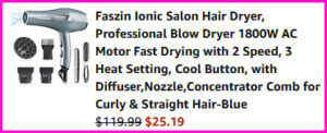 Faszin Ionic Hair Dryer Checkout Screen