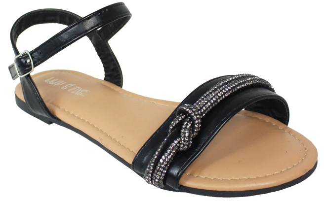 Fifth Luxe Womens Rhinestone Knot Flat Sandal