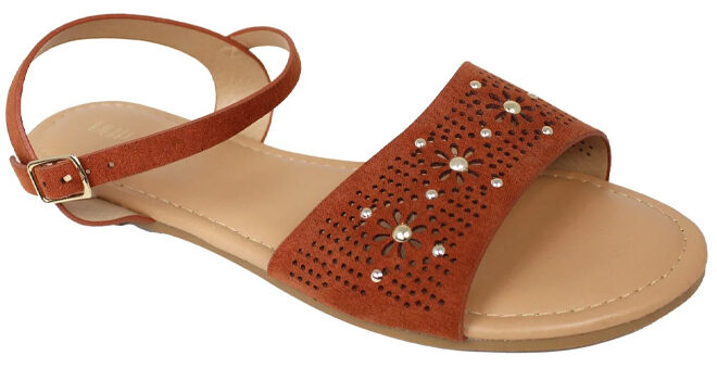 Fifth Luxe Womens Studded Cut Out Flat Sandal