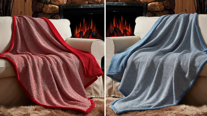 Fireside Knit Fleece Reverse Throw in Two Colors