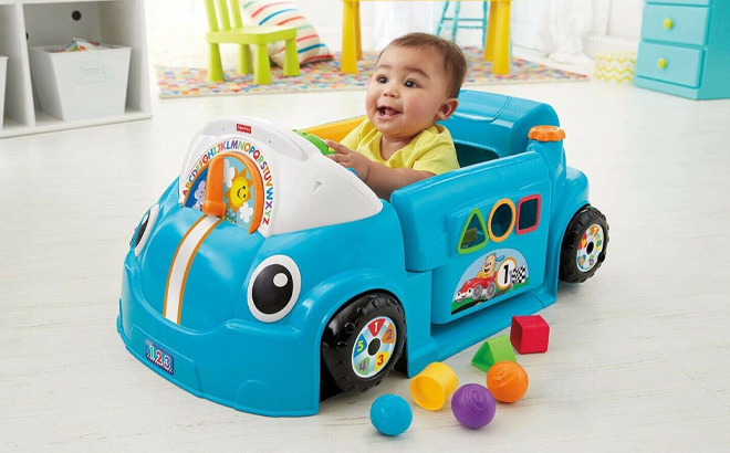 Fisher Price Baby Learning Toy Laugh Learn Crawl Around Car in Blue Color