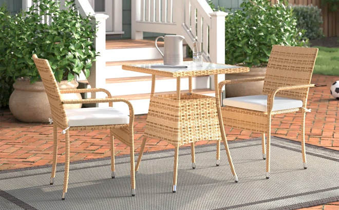 Frazer 2 Person Square Outdoor Dining Set with Cushions