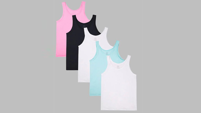 Fruit of the Loom Girls Tank Tops Assorted 5 Pack