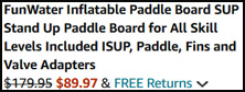 FunWater Inflatable Stand Up Paddle Board Order Summary