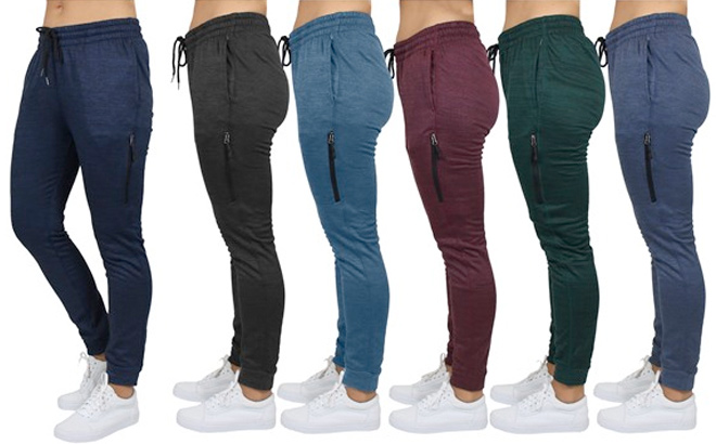 GBH 3 Pack Assorted Womens Loose Fitting Fleece Lined Tech Joggers