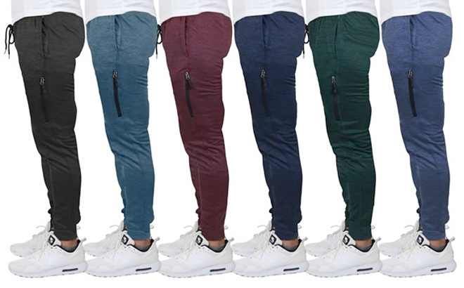 GBH Mens 3 Pack Assorted Slim Fitting Fleece Lined Tech Joggers