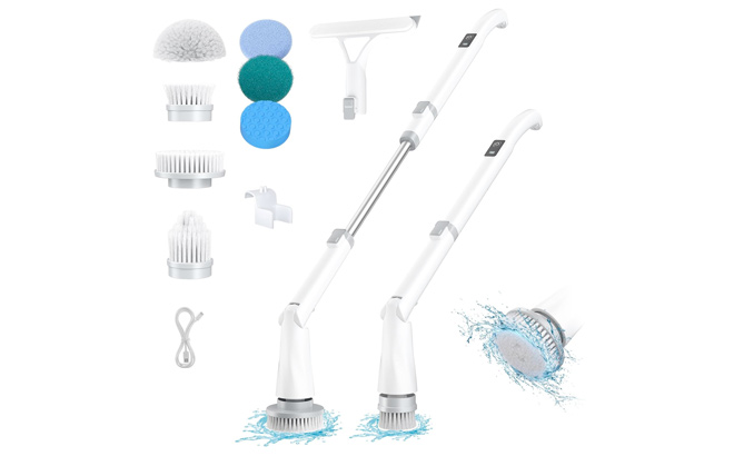 GROMCLIP Electric Spin Scrubber Electric Shower Scrubber with Long Handle Adjustable