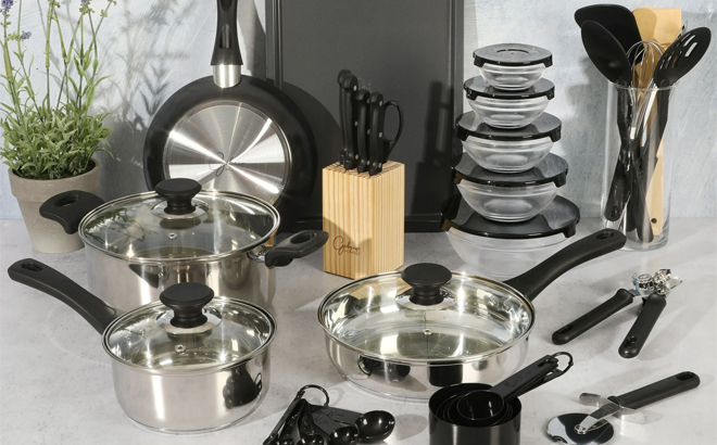 Gibson Home 71 Piece Stainless Steel Silver Cookware Combo Set