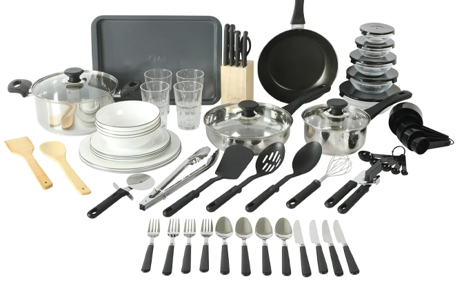 Gibson Home Stainless Steel Silver Cookware 71 Piece Combo Set