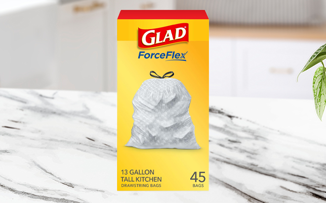 Glad ForceFlex Tall Kitchen Drawstring Garbage 45 Count Bags