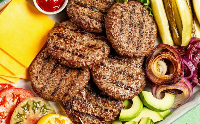 Ground Beef Burgers with Grilled Vegetables