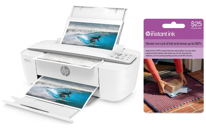 HP DeskJet All In One Printer with 25 Instant Ink Card