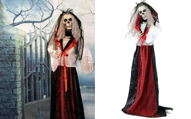 Haunted Hill Farm Animatronic Moaning Skeleton Bride Halloween Prop