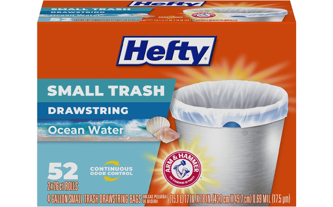 Hefty 4 Gallon 52 Count Small Trash Bags in the Ocean Water Scent