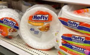 Hefty 45 Count Foam Plates on a Shelf