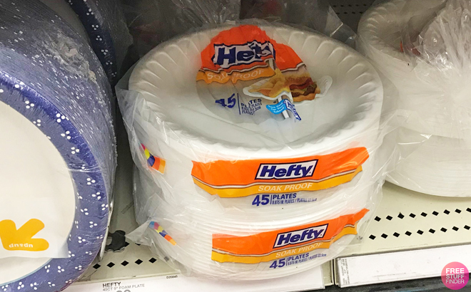 Hefty Foam Plates on a Shelf