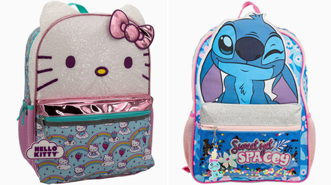 Hello Kitty 16 Inch Kids Backpack and Stitch 16 Inch Kids Backpack