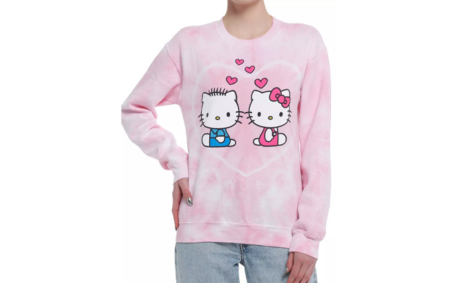 Hello Kitty Dear Daniel Hearts Tie Dye Girls Sweatshirt