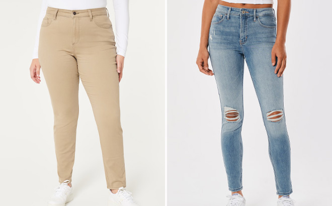 Hollister Curvy High Rise Khaki Super Skinny Pants