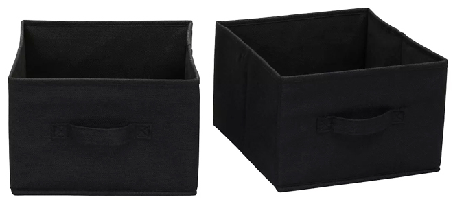 Household Essentials 2 Pack Wide Hanging Shelf Drawers in Black Linen