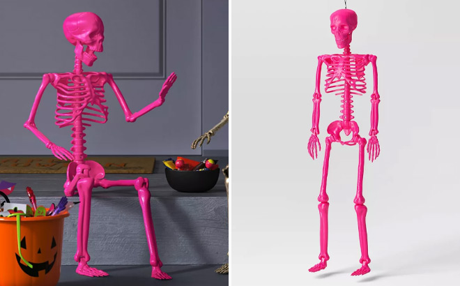 Hyde EEK 36 Inch Skeleton Halloween Decorative Prop Pink