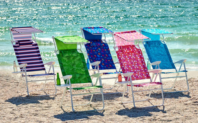 Improvements Tall 4 Position Beach Chairs on the Beach