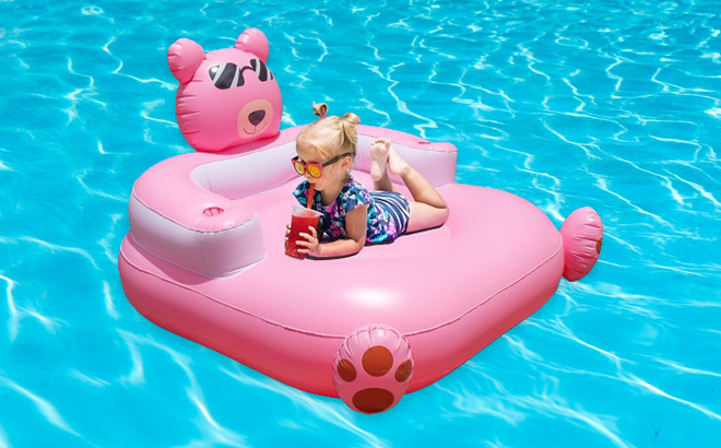 Inflatable Pink Bear Pool Float