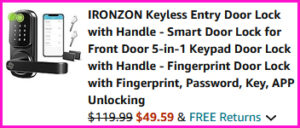 Ironzon Keyless Entry Door Lock Checkout Screen