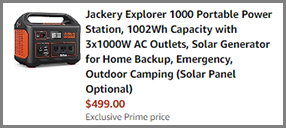 Jackery Explorer 1000 Portable Power Station at Amazon