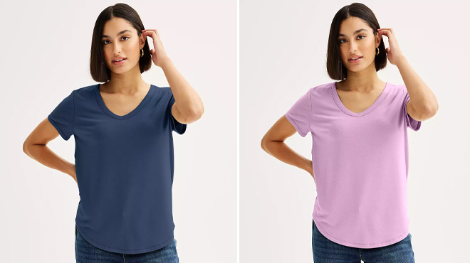 Juniors SO Womens Short Sleeve V Neck Tees