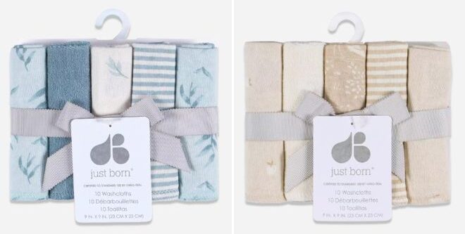 Just Born Baby 10 Pack Washcloths