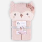 Just Born Baby Animal Character Towel in Pink Color