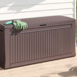 Keter Comfy 71 Gallon Durable Resin Outdoor Storage Deck Box For Furniture and Supplies
