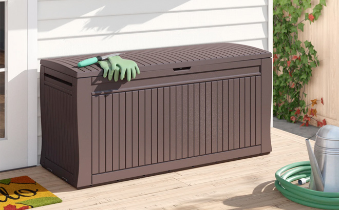 Keter Comfy 71 Gallon Durable Resin Outdoor Storage Deck Box For Furniture and Supplies