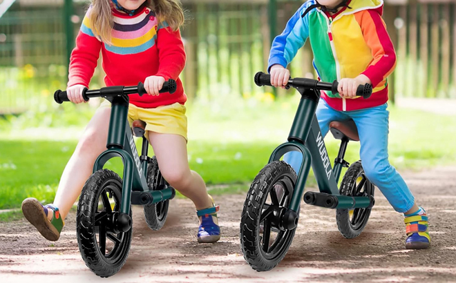 Kids Playing with Toddler Balance Bikes