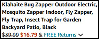 Klahaite Outdoor Electric Bug Zapper Order Summary