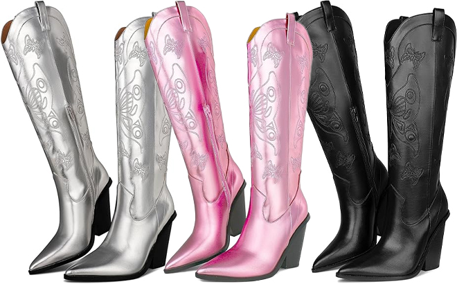 Knee High Womens Cowboy Boots in Three Colors