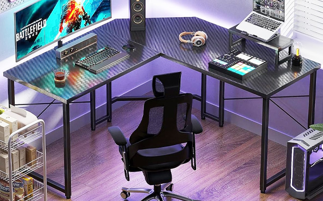 L Shaped Gaming Desk with Monitor Stand