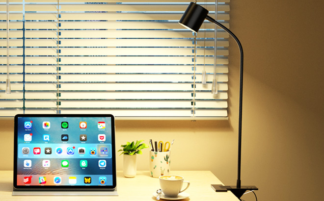 LED Clip On Light on One Side of the Desk