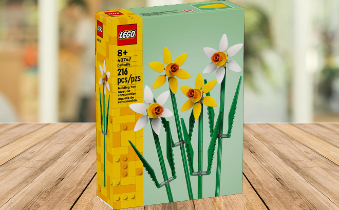 LEGO Daffodils Set Box on a Tabletop