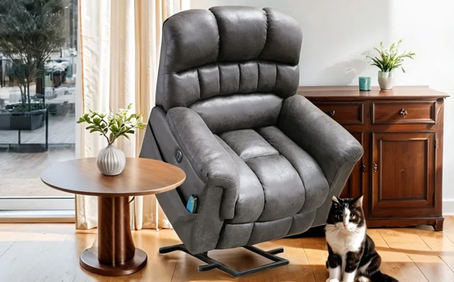 Large Microfiber Power Reclining Heated Massage Chair