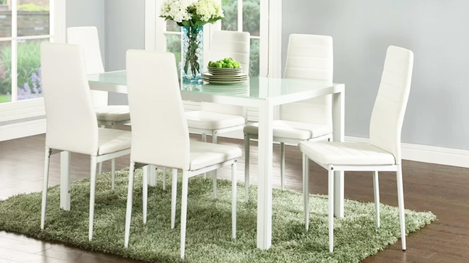 Latitude Run 7 Piece Glass Top Dining Set at Wayfair