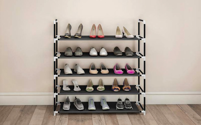 Lavish Home 5 Tier Black Polypropylene Shoe Rack