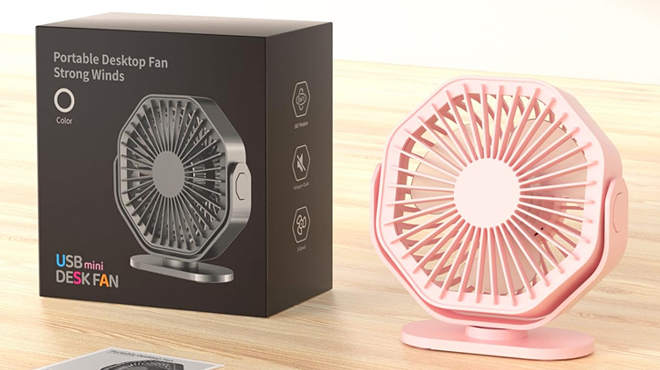 Lerat Portable USB Desk Fan Pink