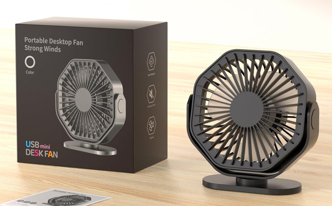 Lerat Portable USB Desk Fan in Black Color