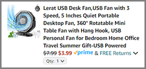 Lerat USB Quiet Portable Desktop Fan at Amazon