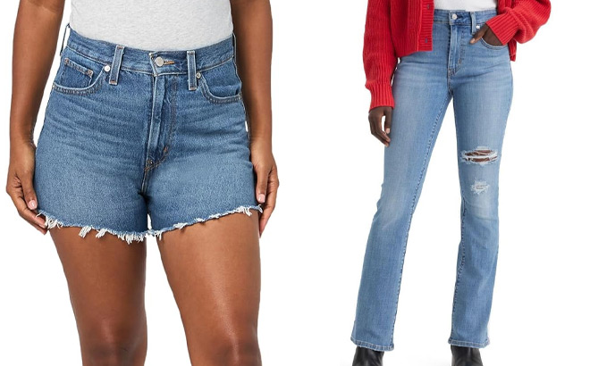 Levis Womens High Waisted Mom Shorts and Bootcut Jeans