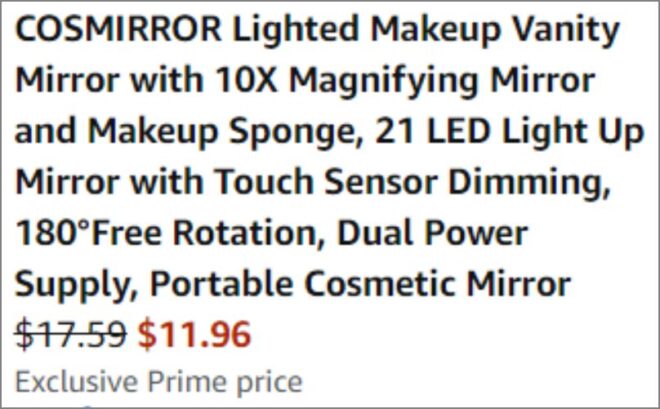 Lighted Vanity Mirror and Makeup Sponge checkout page